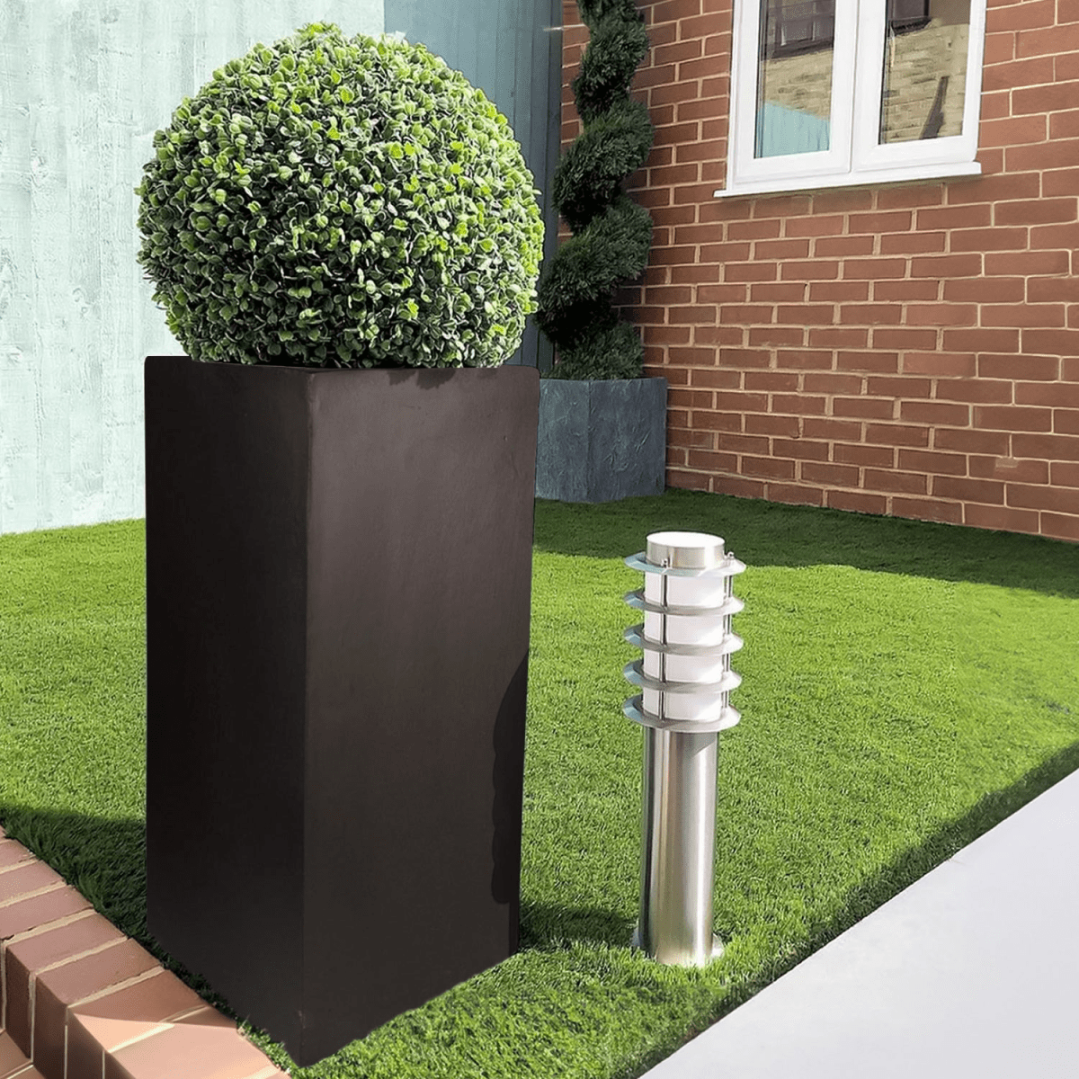 IDEALIST Lite Contemporary Light Concrete Garden Tall Square Planter, Outdoor Plant Pot H60 L27 W27 cm, 44L - plants - express.com