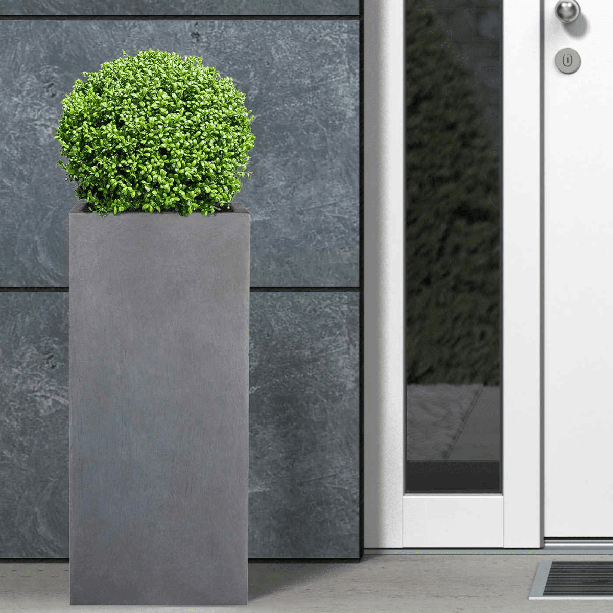 IDEALIST Lite Contemporary Light Concrete Garden Tall Square Planter, Outdoor Plant Pot H60 L27 W27 cm, 44L - plants - express.com