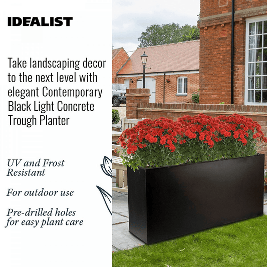 IDEALIST Lite Contemporary Trough Garden Planter, Light Concrete Outdoor Large Plant Pot H51.5 L100 W36 cm, 185L - plants - express.com