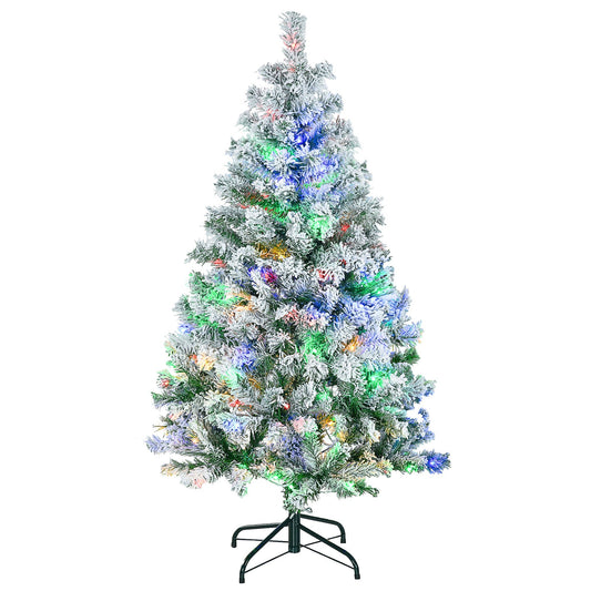 Illuminate Your Holidays: HOMCOM 4.5ft Prelit Flocked Christmas Tree Bliss - plants - express.com