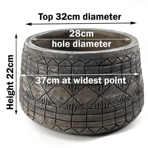 Large 22cm Grey Gliese Embossed Planter - Rustic Elegance for Any Space - plants - express.com