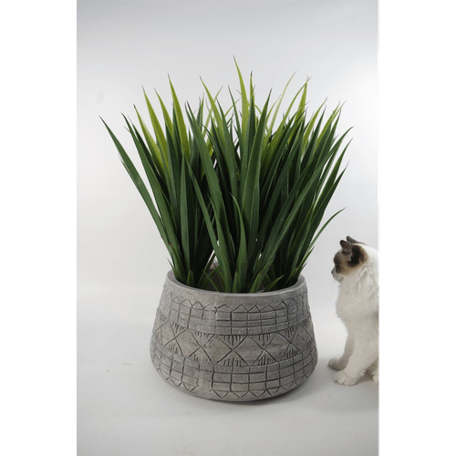 Large 22cm Grey Gliese Embossed Planter - Rustic Elegance for Any Space - plants - express.com