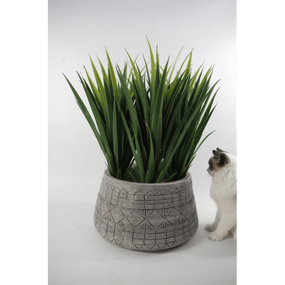 Large 22cm Grey Gliese Embossed Planter - Rustic Elegance for Any Space - plants - express.com