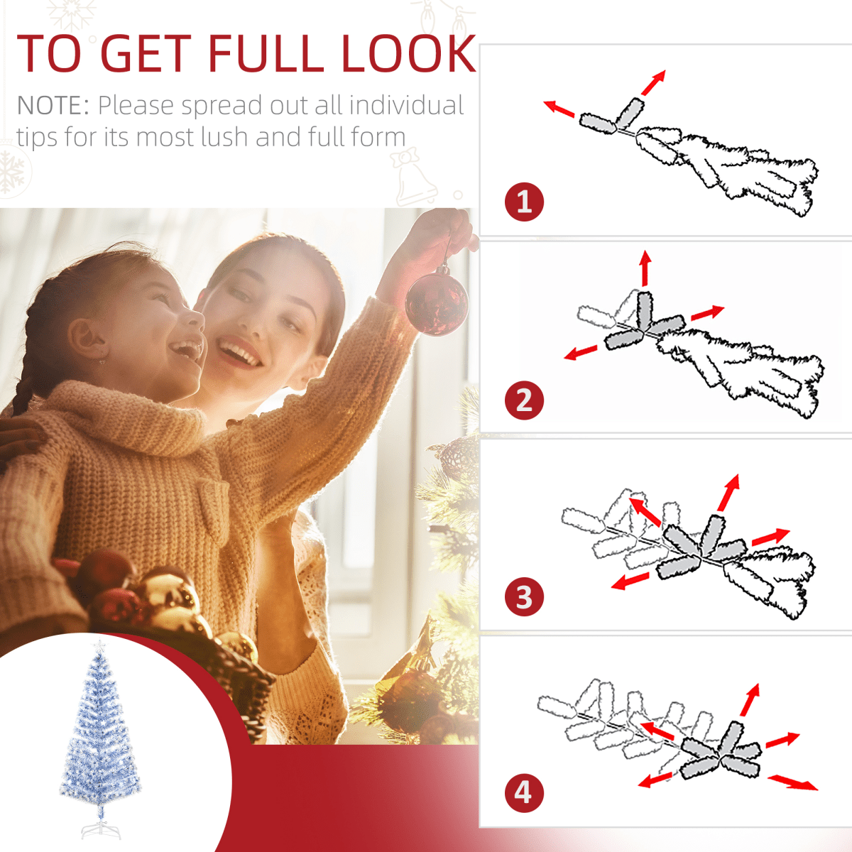 LED Illuminated Artificial Christmas Tree with Life - like Branches by HOMCOM - plants - express.com