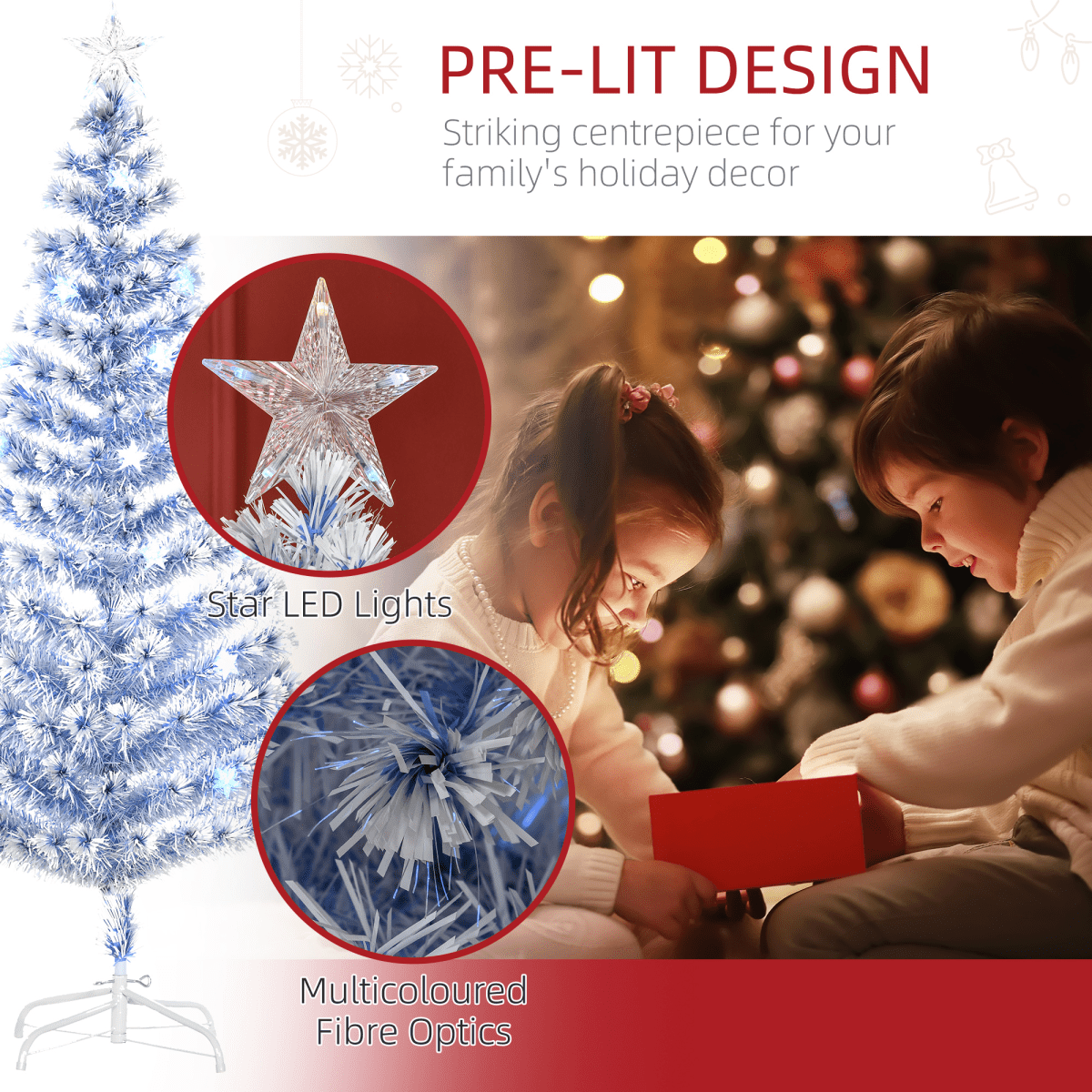LED Illuminated Artificial Christmas Tree with Life - like Branches by HOMCOM - plants - express.com