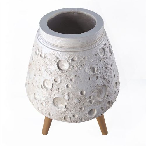 Lunar White 62cm Large Planter - Rustic Fibreglass for Indoor & Outdoor Display - plants - express.com