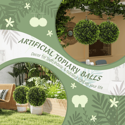 Lush Greenery Made Easy: Set of 2 HOMCOM Faux Cedar Topiary Balls - plants - express.com