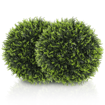 Lush Greenery Made Easy: Set of 2 HOMCOM Faux Cedar Topiary Balls - plants - express.com