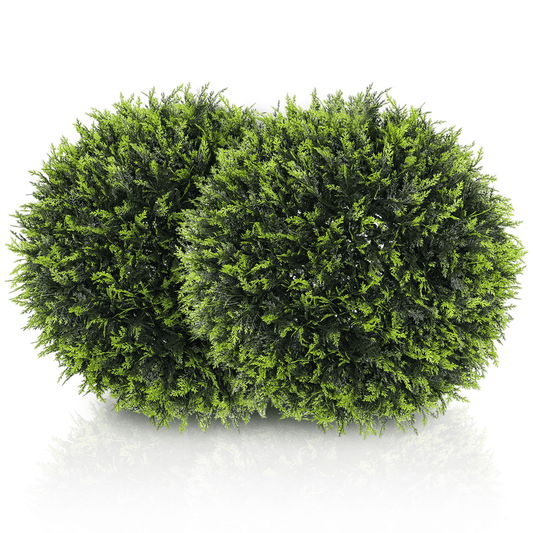 Lush Greenery Made Easy: Set of 2 HOMCOM Faux Cedar Topiary Balls - plants - express.com