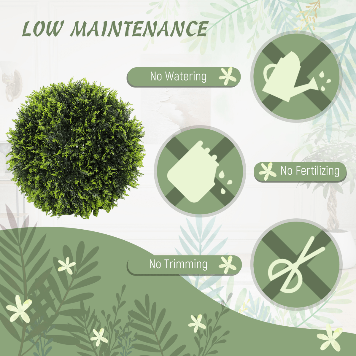 Lush Greenery Made Easy: Set of 2 HOMCOM Faux Cedar Topiary Balls - plants - express.com