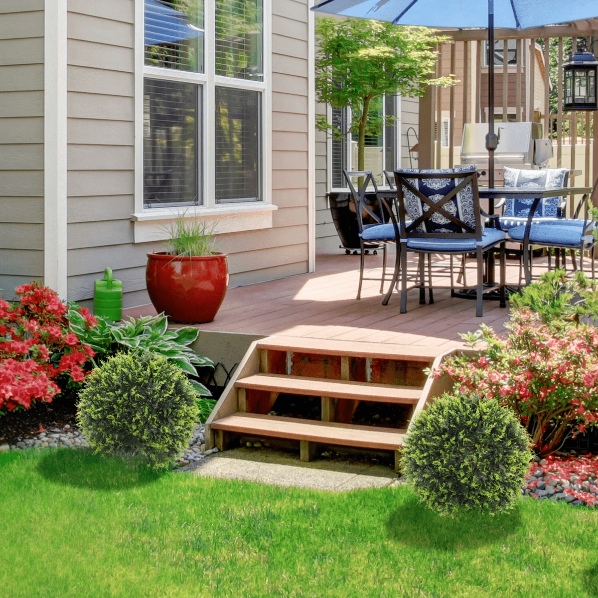 Lush Greenery Made Easy: Set of 2 HOMCOM Faux Cedar Topiary Balls - plants - express.com