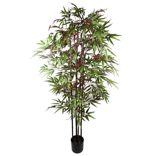 Luxurious 180cm Artificial Bamboo with 1140 Silk Leaves - Red & Green - plants - express.com
