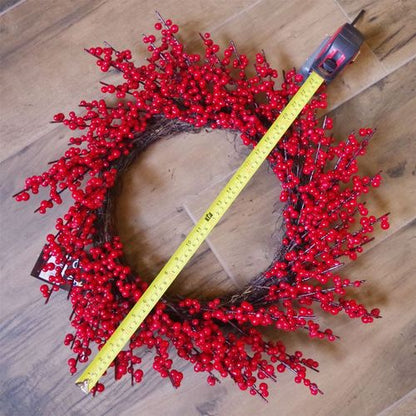 Luxurious 60cm Christmas Red Berry Wreath - Festive Elegance for Your Home - plants - express.com