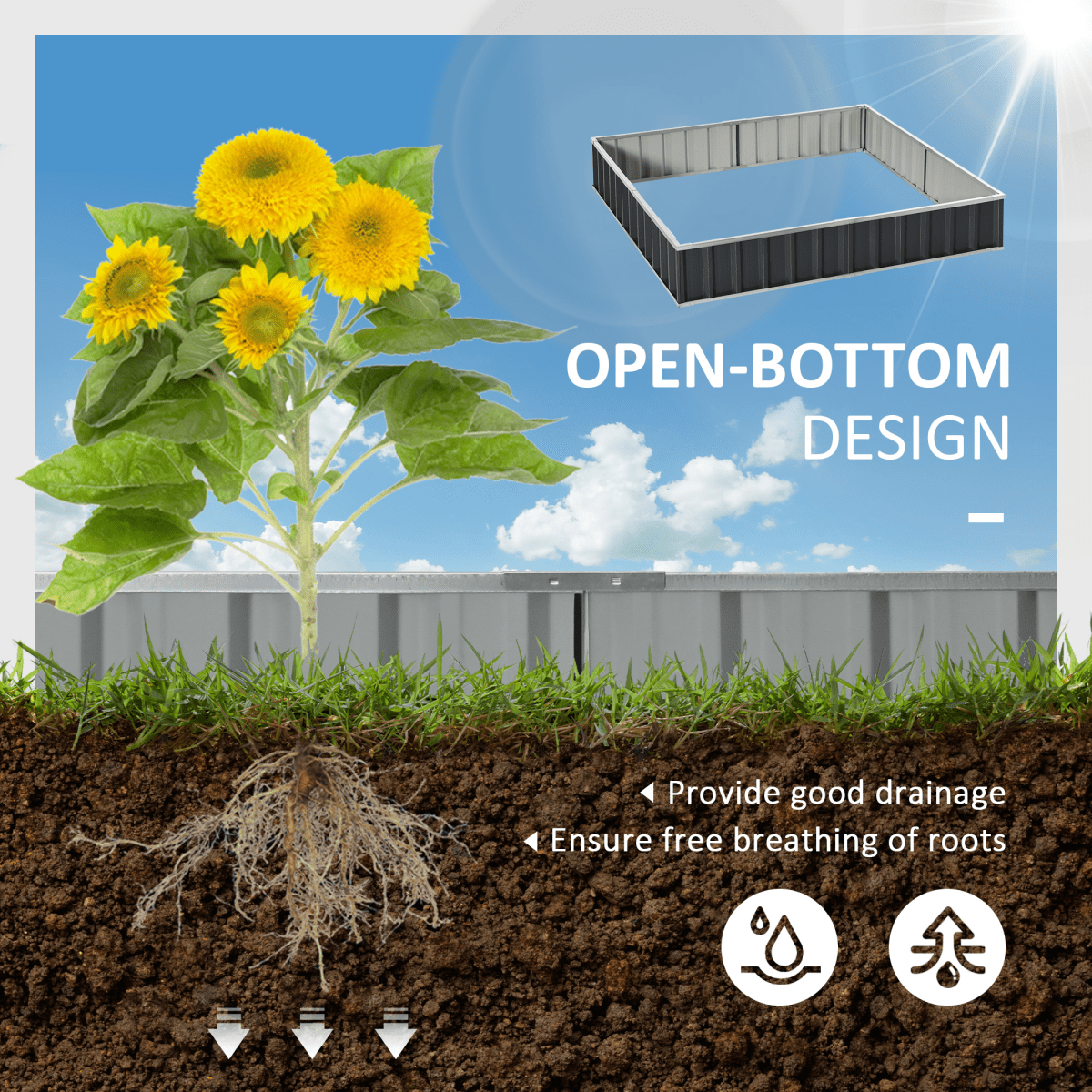 Metal Raised Garden Bed Steel Planter Box A Pairs of Glove 258cmx90cm - plants - express.com