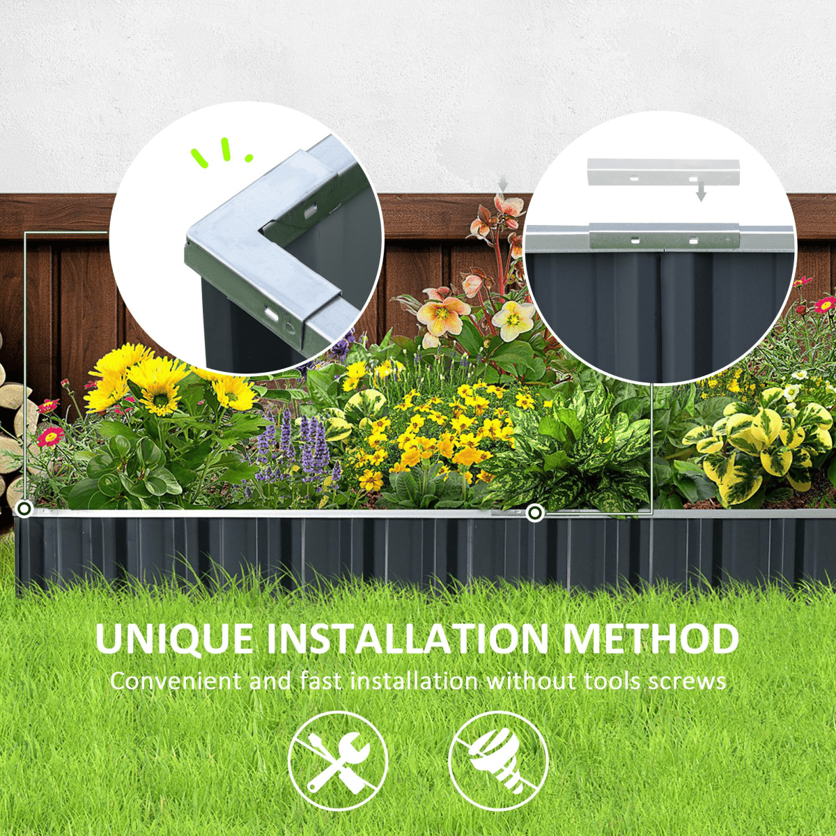 Metal Raised Garden Bed Steel Planter Box A Pairs of Glove 258cmx90cm - plants - express.com