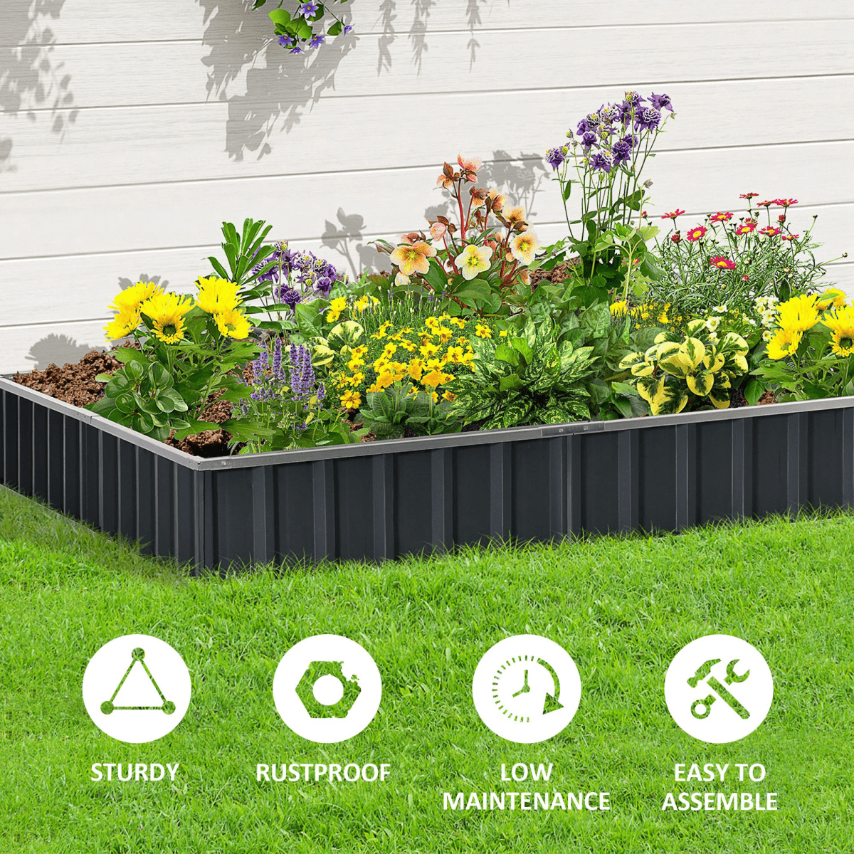 Metal Raised Garden Bed Steel Planter Box A Pairs of Glove 258cmx90cm - plants - express.com