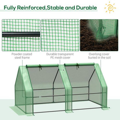 Mini Greenhouse with Steel Frame & PE Cover – 180 x 90 x 90cm - plants - express.com