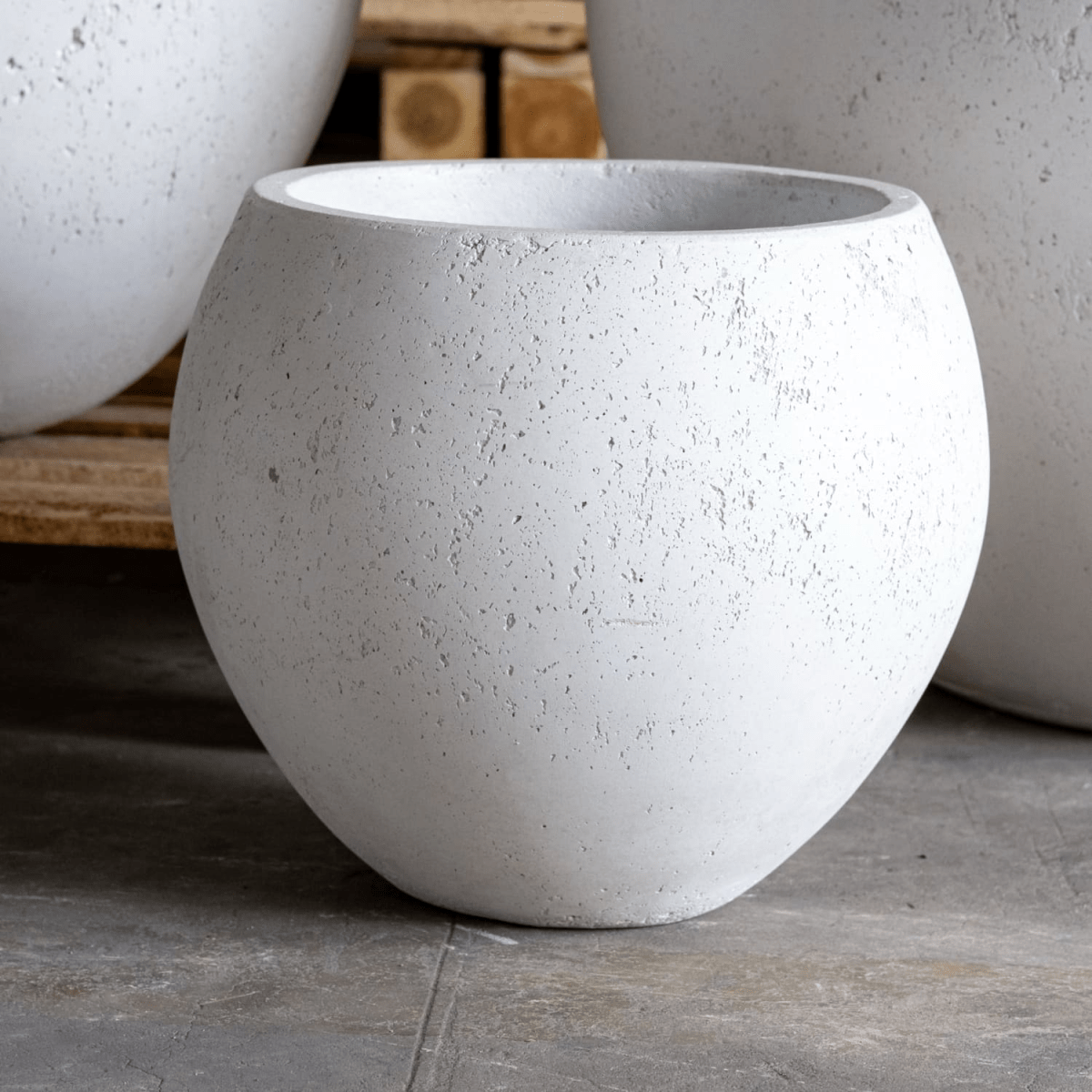 Orbello 70cm White Mist Concrete Sphere Planter - Bold & Elegant Garden Centerpiece - plants - express.com