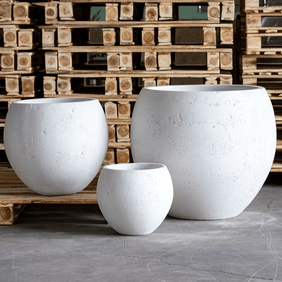 Orbello 70cm White Mist Concrete Sphere Planter - Bold & Elegant Garden Centerpiece - plants - express.com