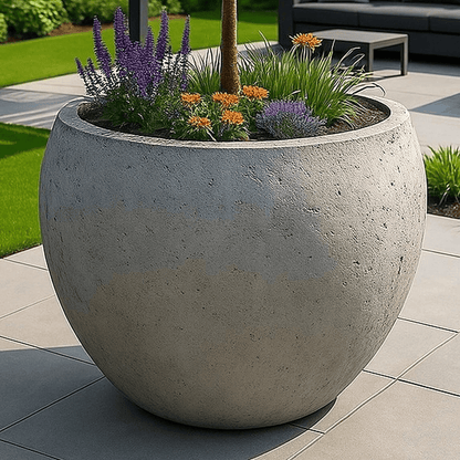 Orbello Onyx Dusk XXL 110cm Concrete Sphere Planter - 686L Statement Pot - plants - express.com