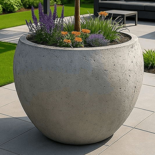 Orbello Onyx Dusk XXL 110cm Concrete Sphere Planter - 686L Statement Pot - plants - express.com