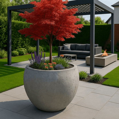 Orbello Onyx Dusk XXL 110cm Concrete Sphere Planter - 686L Statement Pot - plants - express.com