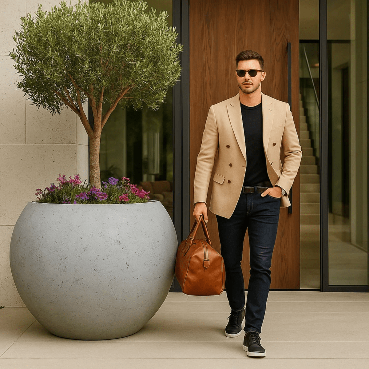 Orbello Onyx Dusk XXL 110cm Concrete Sphere Planter - 686L Statement Pot - plants - express.com