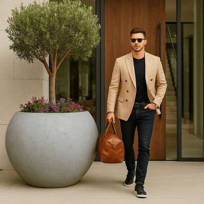 Orbello Onyx Dusk XXL 110cm Concrete Sphere Planter - 686L Statement Pot - plants - express.com