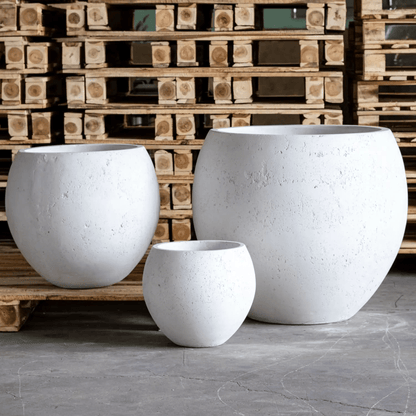 Orbello | White Mist – 55cm Extra Large Concrete Sphere Planter – 82L Round Plant Pot - plants - express.com