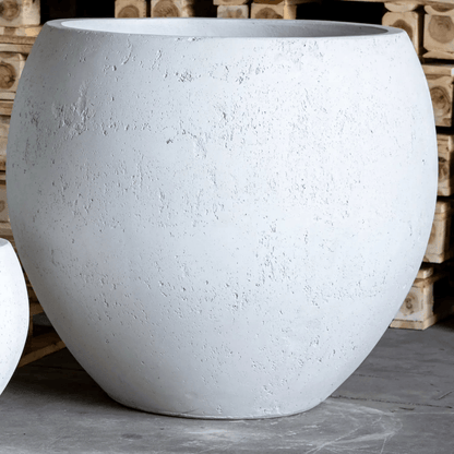 Orbello | White Mist – 55cm Extra Large Concrete Sphere Planter – 82L Round Plant Pot - plants - express.com