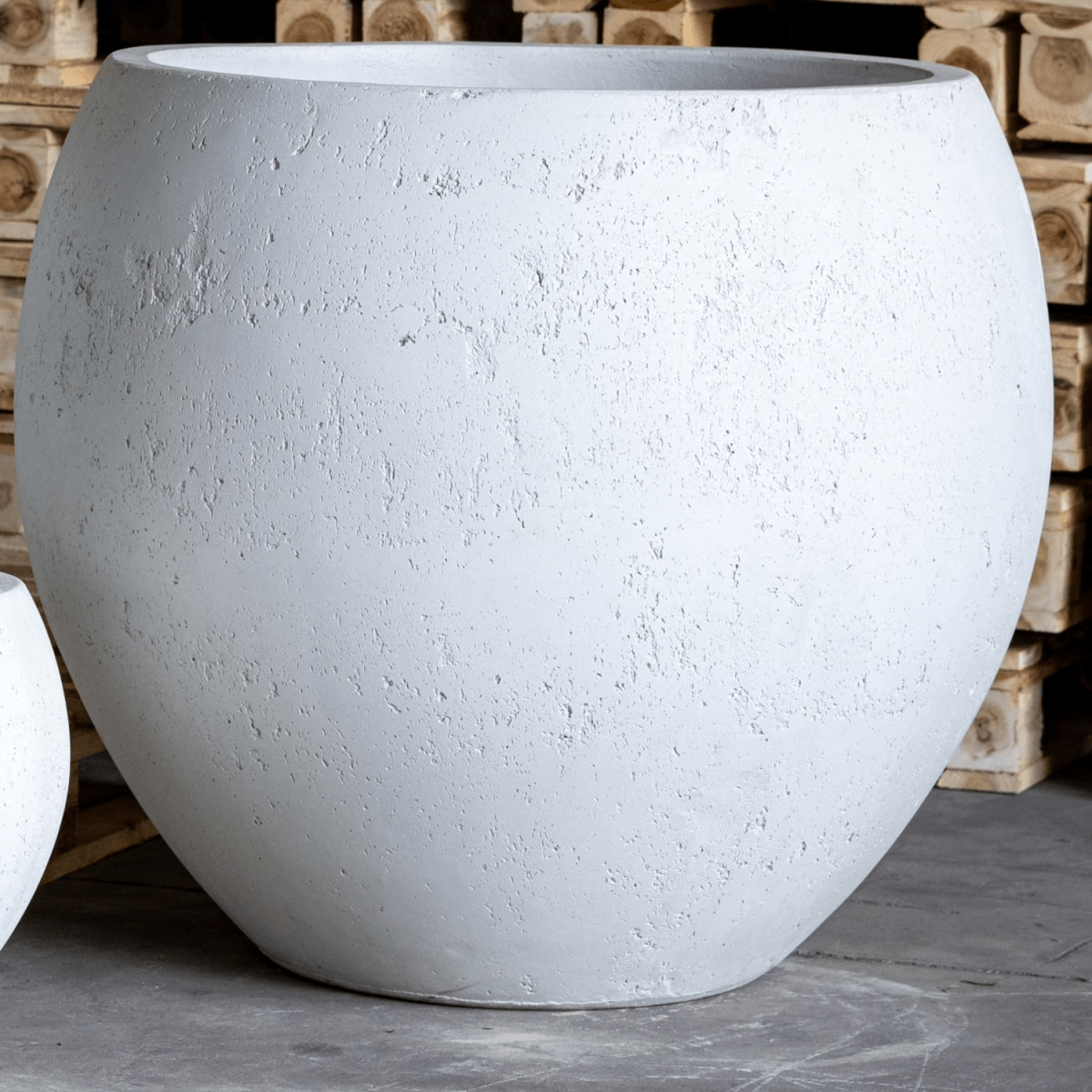 Orbello XXL White Mist Cement Sphere Planter - 110cm Elegance for Bold Landscapes - plants - express.com