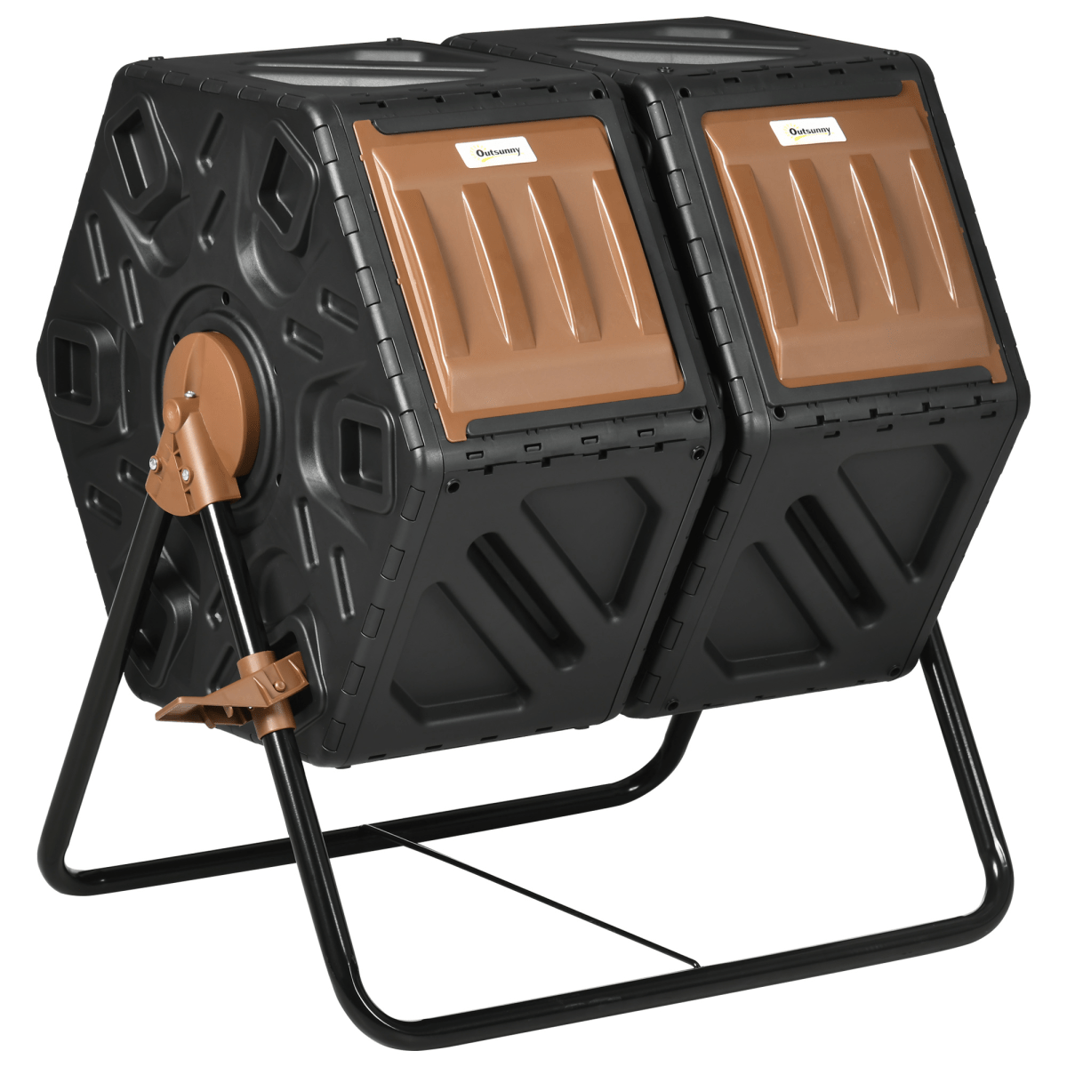 Outsunny 130L Compost Bin Dual Chamber Rotating Composter w/ Ventilation Holes - plants - express.com