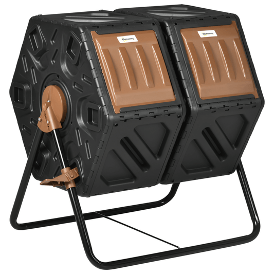 Outsunny 130L Compost Bin Dual Chamber Rotating Composter w/ Ventilation Holes - plants - express.com