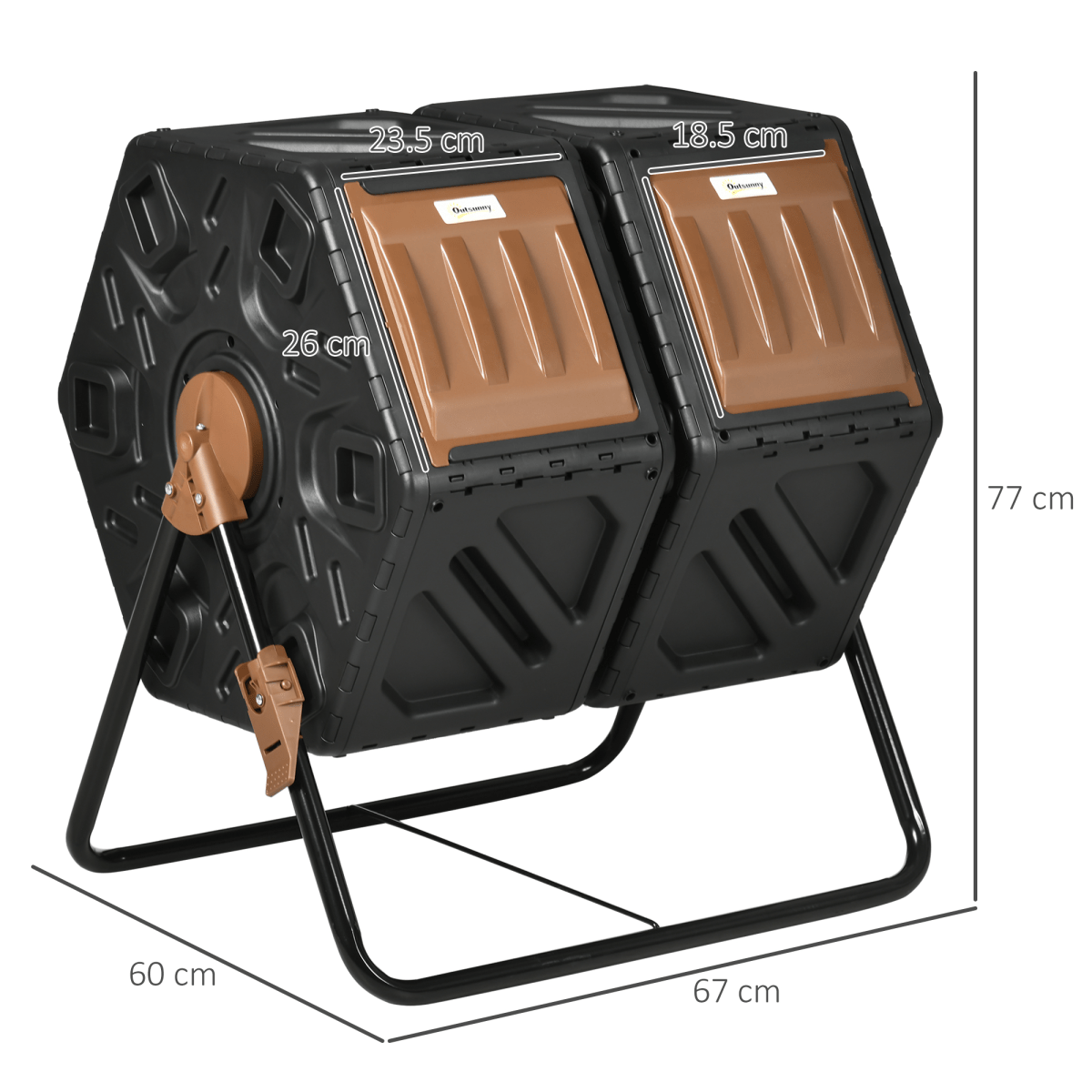 Outsunny 130L Compost Bin Dual Chamber Rotating Composter w/ Ventilation Holes - plants - express.com