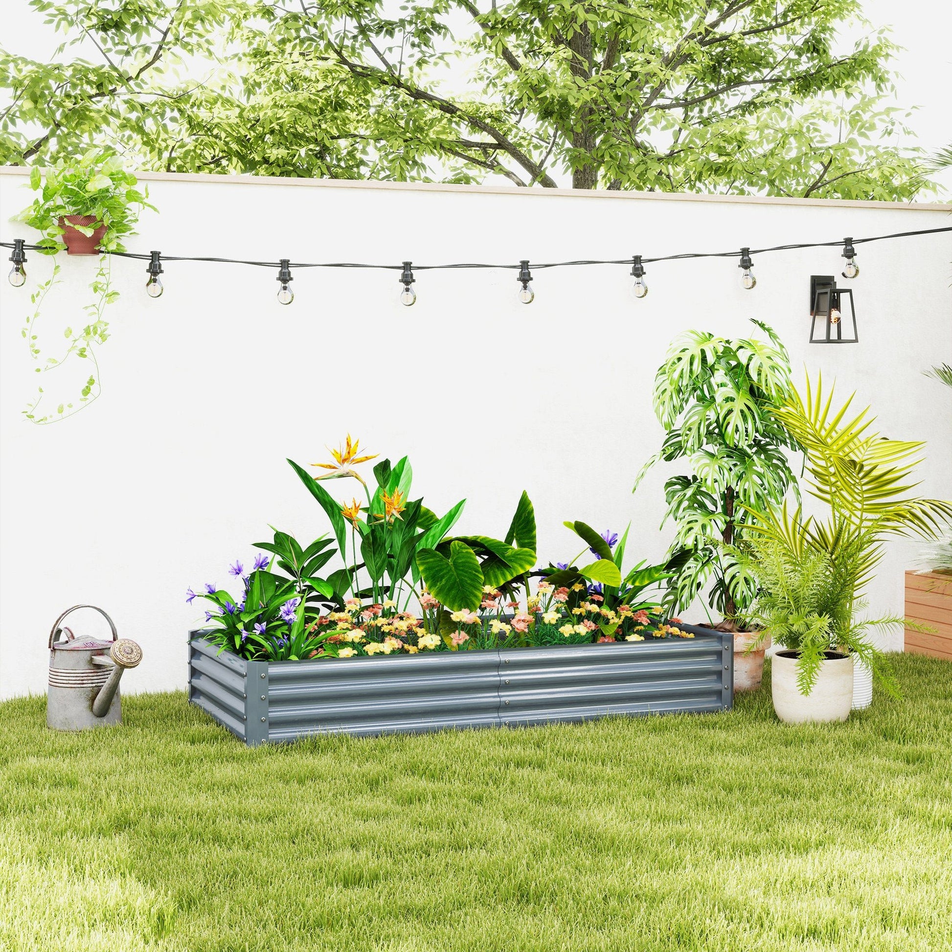 Outsunny 180x90cm Galvanized Raised Garden Bed - Durable & Weather - Resistant! - plants - express.com