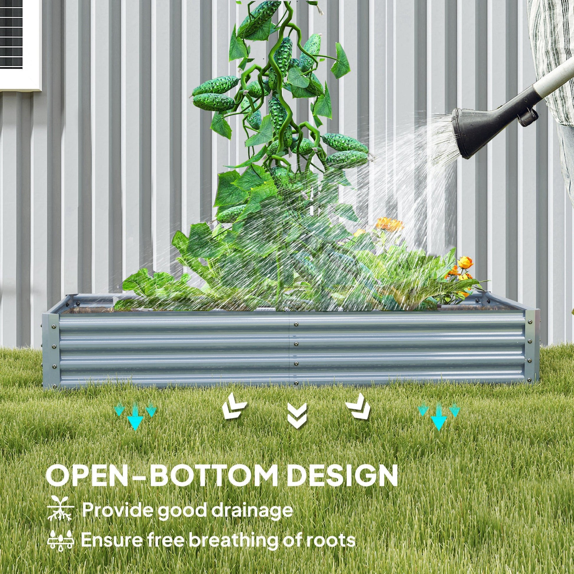 Outsunny 180x90cm Galvanized Raised Garden Bed - Durable & Weather - Resistant! - plants - express.com