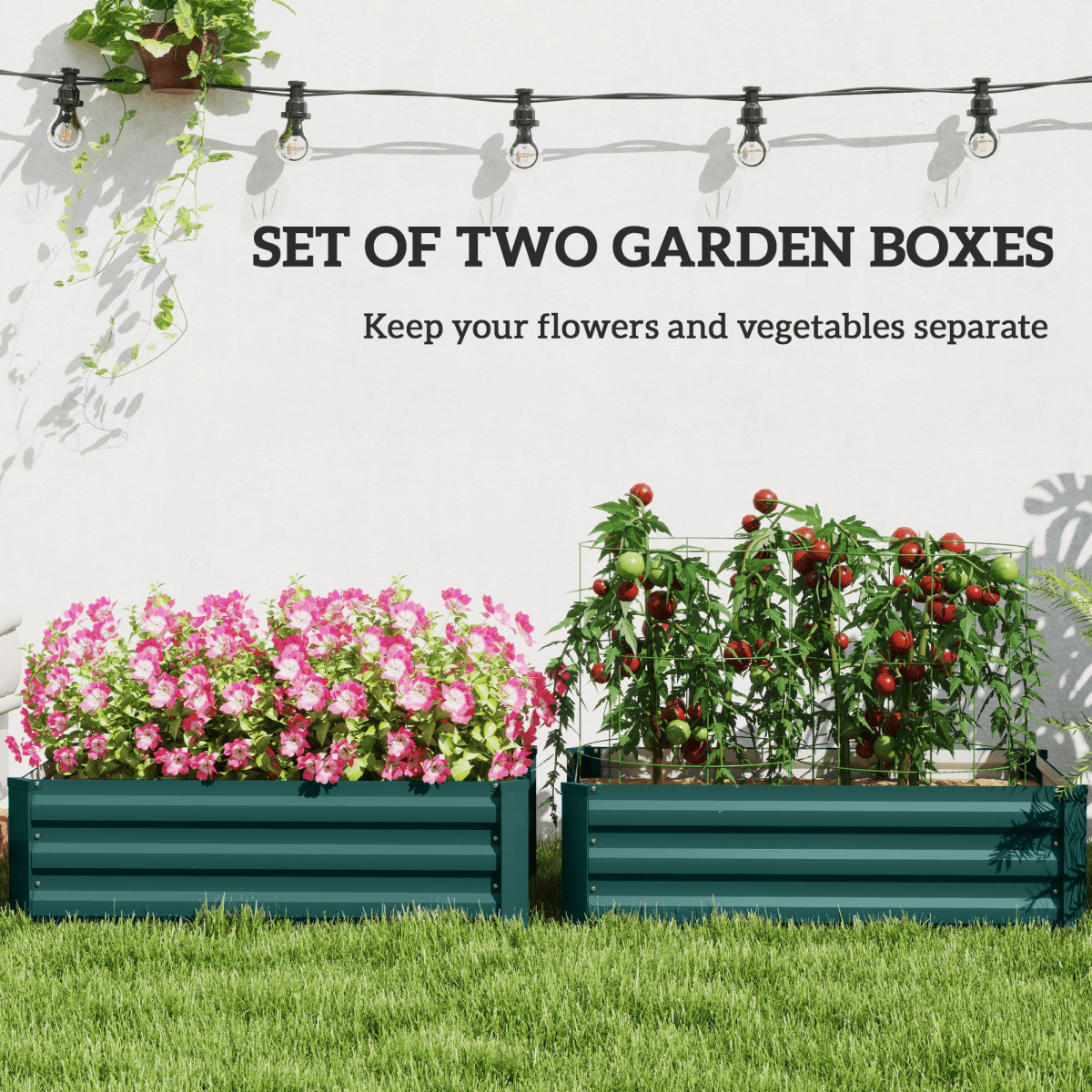 Outsunny 2 - Pack Galvanized Raised Garden Beds – Perfect for Thriving Gardens! - plants - express.com