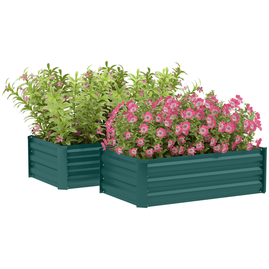 Outsunny 2 - Pack Galvanized Raised Garden Beds – Perfect for Thriving Gardens! - plants - express.com