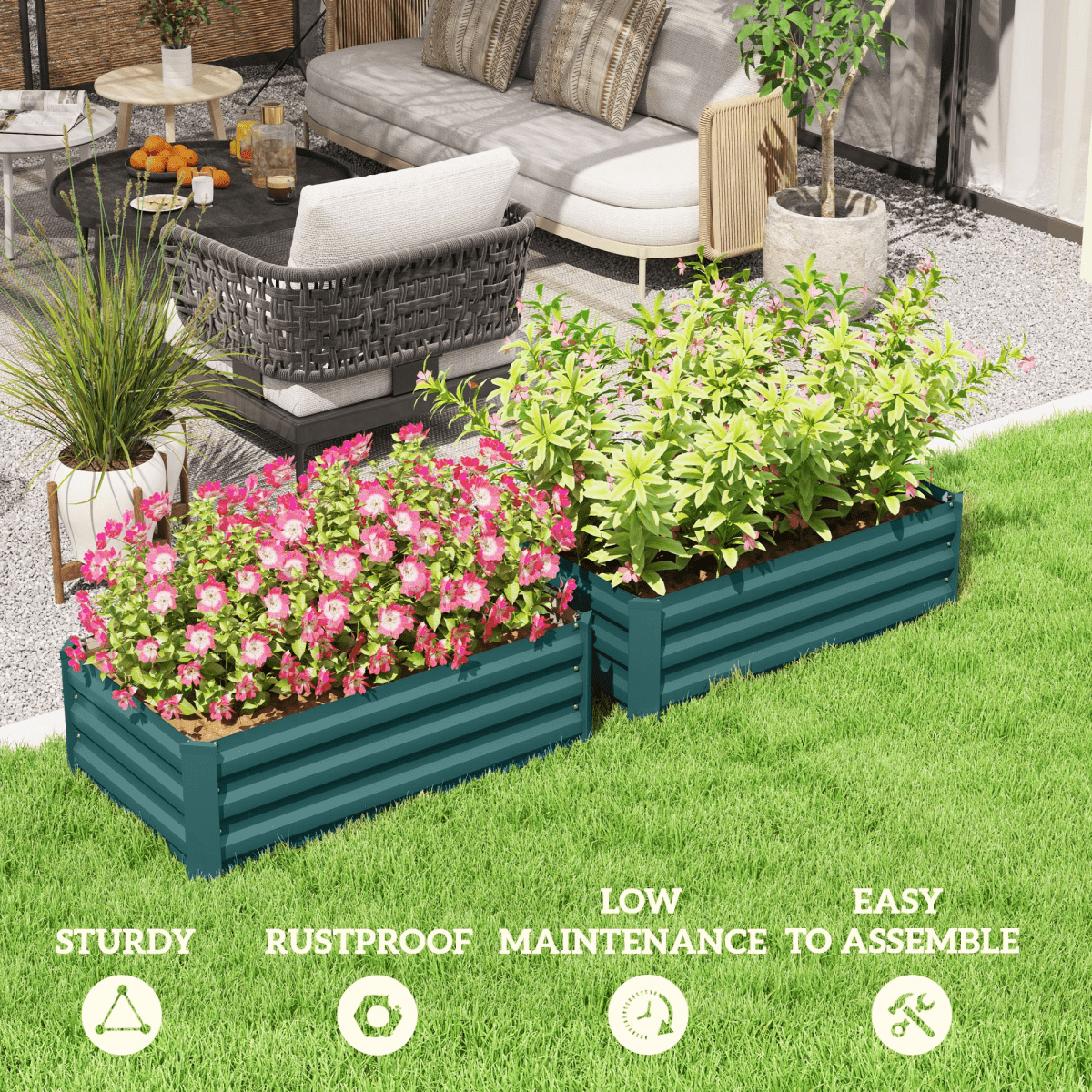 Outsunny 2 - Pack Galvanized Raised Garden Beds – Perfect for Thriving Gardens! - plants - express.com