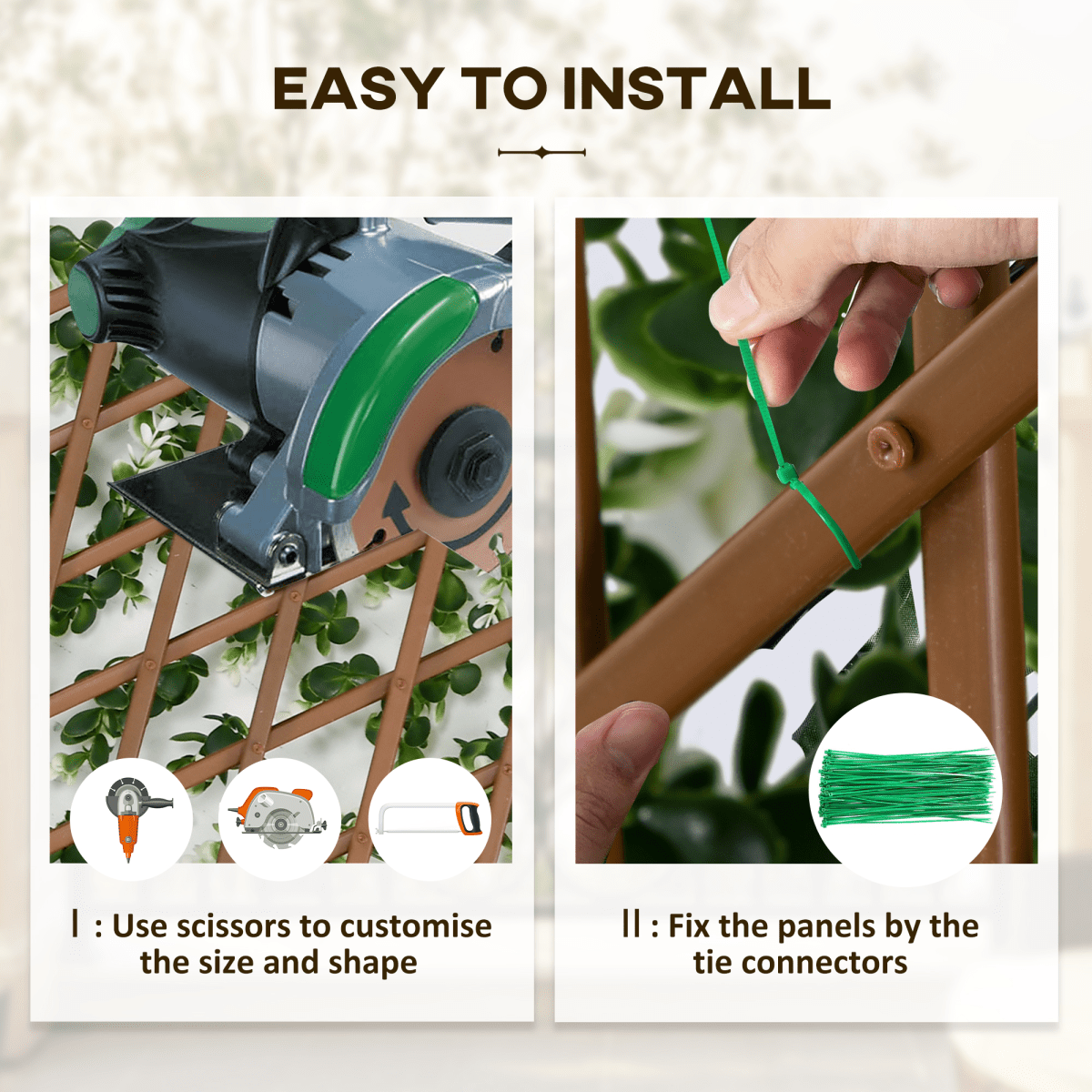 Outsunny 2 Pieces Decorative Trellis with Artificial Leaves, 2m x 1m, Eucalyptus - plants - express.com