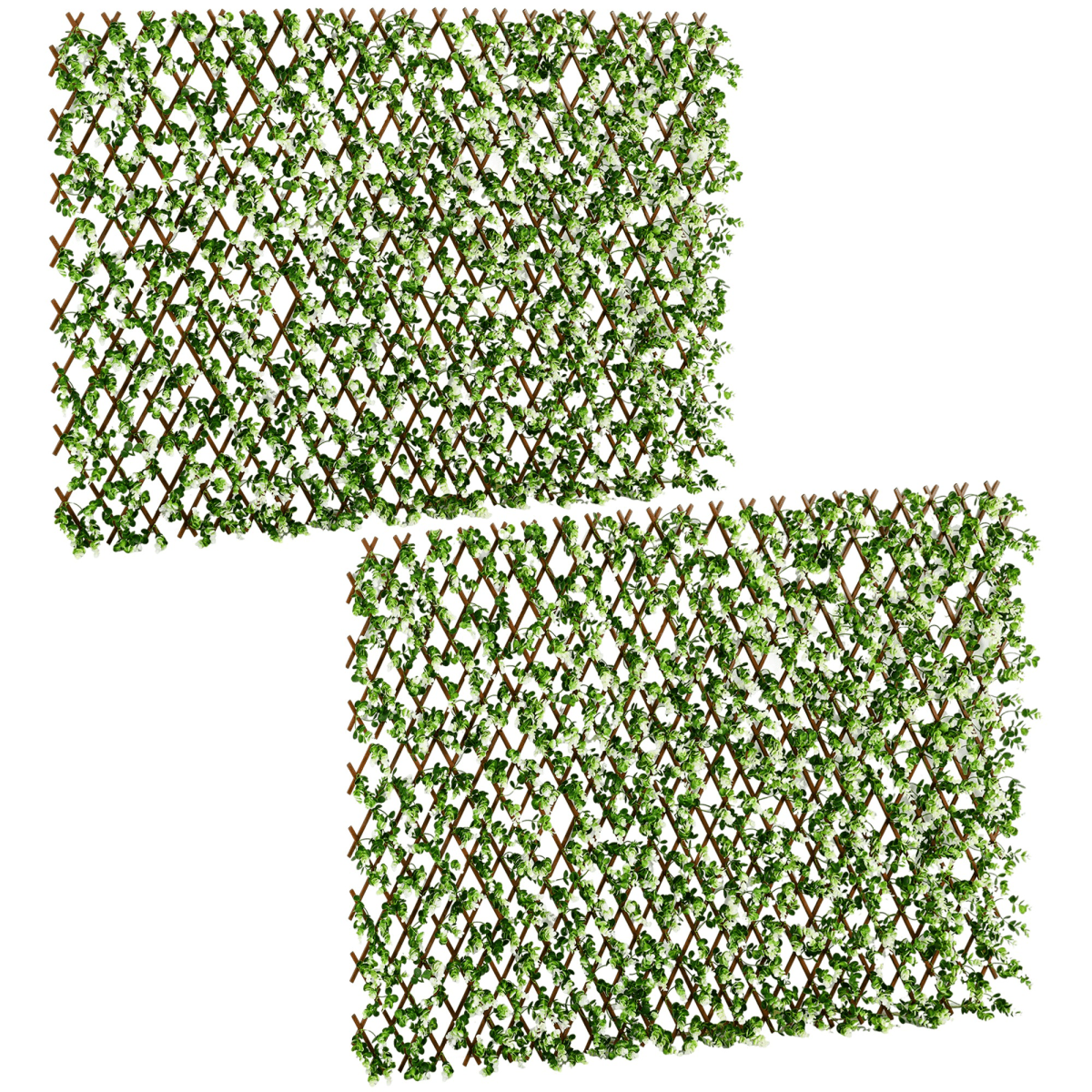 Outsunny 2 Pieces Decorative Trellis with Artificial Leaves, 2m x 1m, Eucalyptus - plants - express.com