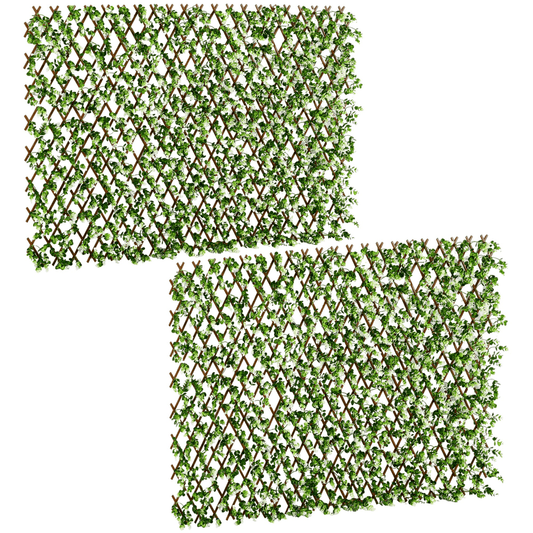 Outsunny 2 Pieces Decorative Trellis with Artificial Leaves, 2m x 1m, Eucalyptus - plants - express.com
