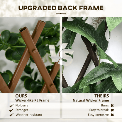 Outsunny 2 Pieces Decorative Trellis with Artificial Leaves, 2m x 1m, Eucalyptus - plants - express.com