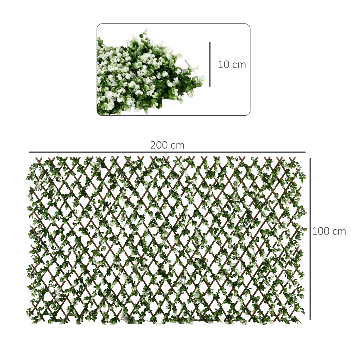 Outsunny 2 Pieces Decorative Trellis with Artificial Leaves, 2m x 1m, Eucalyptus - plants - express.com