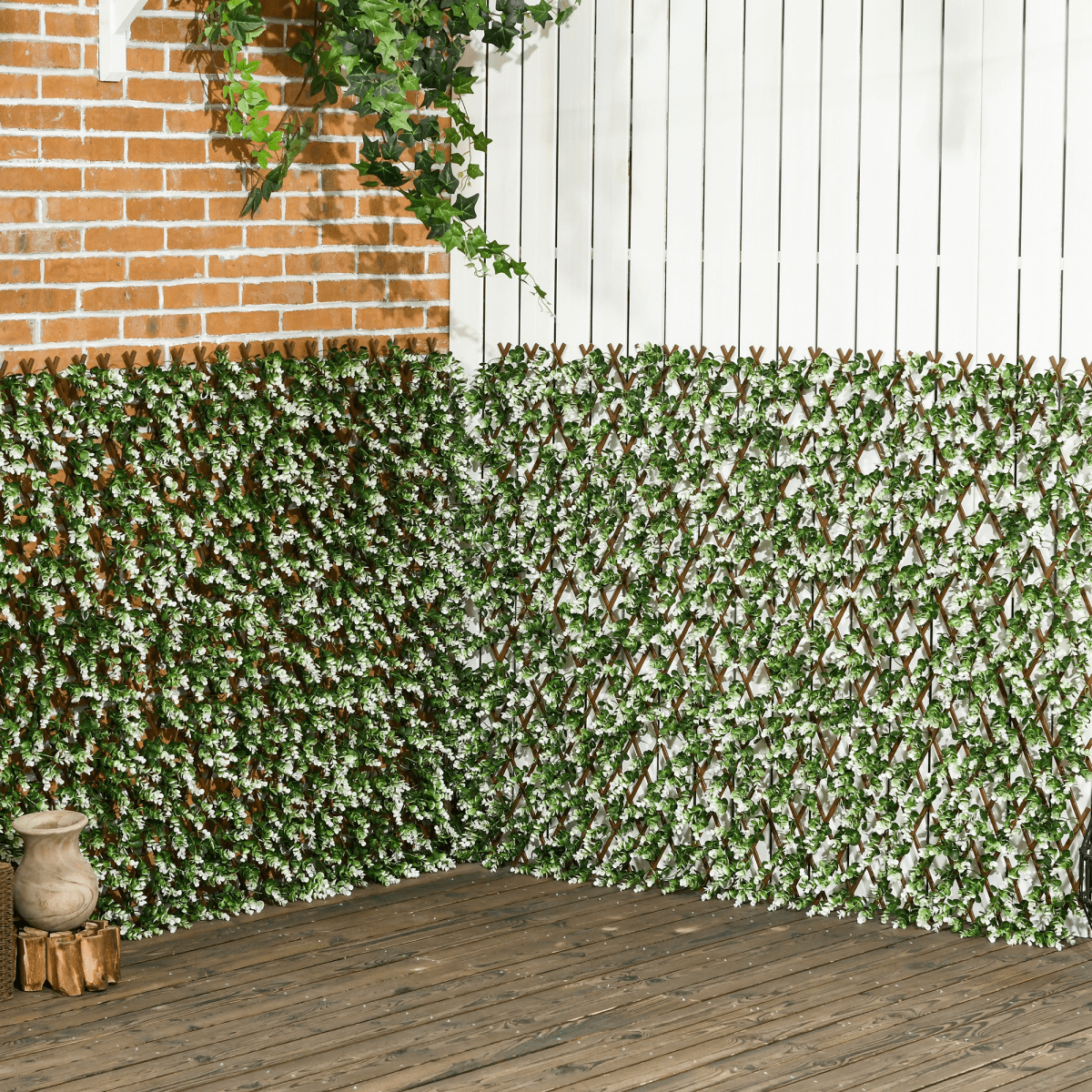 Outsunny 2 Pieces Decorative Trellis with Artificial Leaves, 2m x 1m, Eucalyptus - plants - express.com