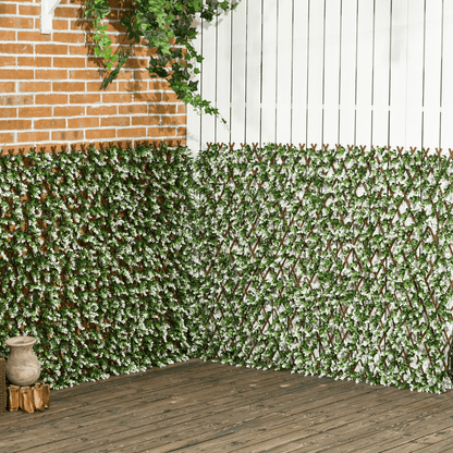Outsunny 2 Pieces Decorative Trellis with Artificial Leaves, 2m x 1m, Eucalyptus - plants - express.com