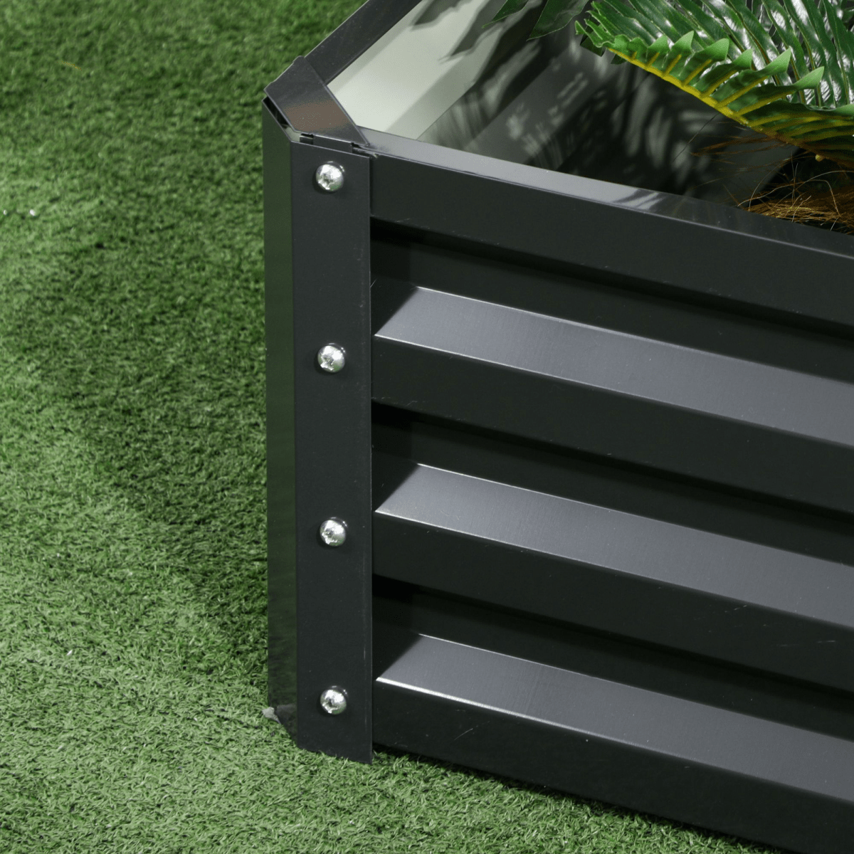 Outsunny 2 Tier Galvanised Raised Garden Bed Planter Box Open Bottom Dark Grey - plants - express.com