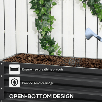 Outsunny 2 Tier Galvanised Raised Garden Bed Planter Box Open Bottom Dark Grey - plants - express.com