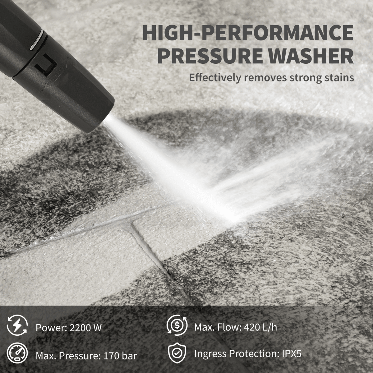 Outsunny 2200W Power Washer 170 Bar Pressure with Adjustable Nozzle - plants - express.com