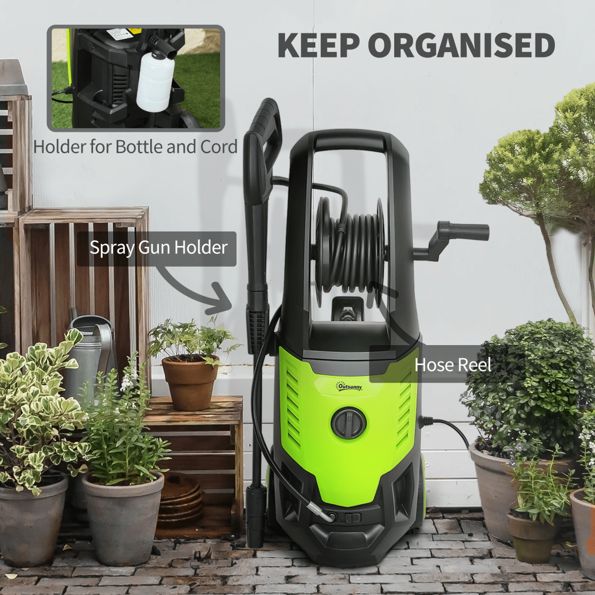 Outsunny 2200W Power Washer 170 Bar Pressure with Adjustable Nozzle - plants - express.com